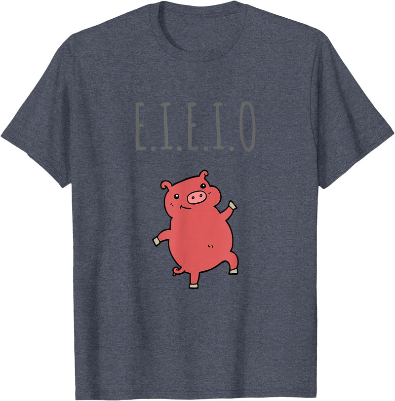 Things by Sally Stuff by Sally: EIEIO Dancing Pig Fun T-Shirt T-Shirt - Heather Blue