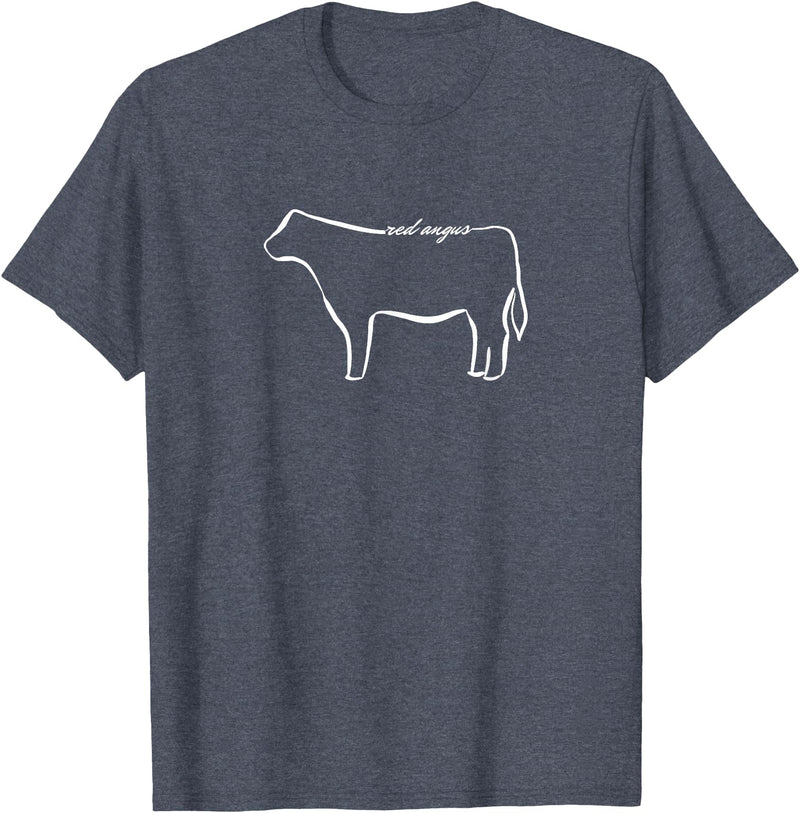Red Angus cow decor Red Angus Cow Art Print T-Shirt - Heather Blue