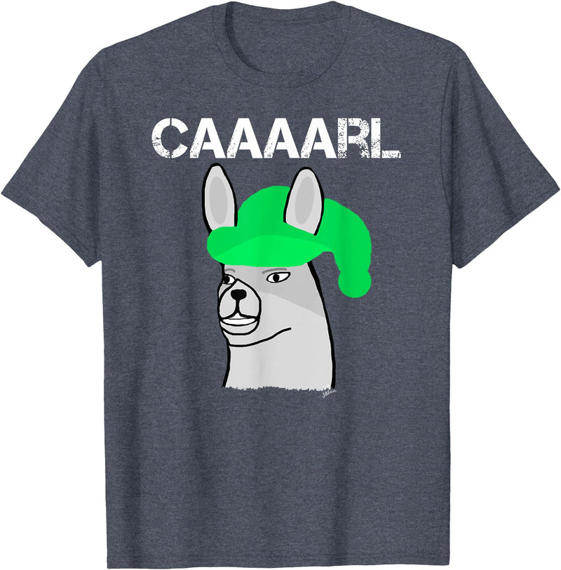 Llama Shirt Collection by Jean Olivier Funny Llama with Hats T-Shirt - Black, Small, Unisex-Adults, Classic Fit, Short Sleeve, Cotton 65% Polyester 35% - Heather Blue