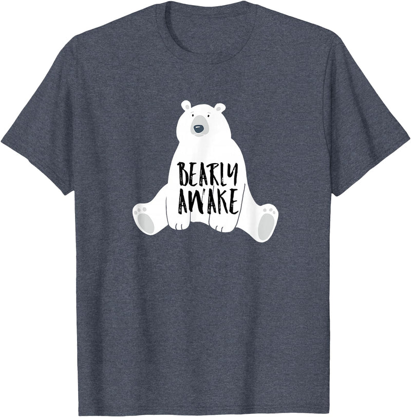 Polar Bear Tees and Cute Quotes Bearly Awake Polar Bear Tshirt Gift for Winter Bear Lover T-Shirt - Heather Blue