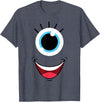 Planet Monster Face Funny Scary Monster Eyeball Face Easy Halloween Costume T-Shirt - Heather Blue