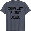 CAT COW CHIVALRY IS NOT DEAD T-Shirt - Heather Blue