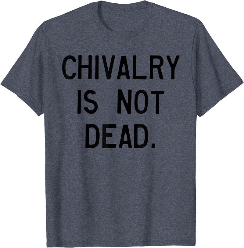 CAT COW CHIVALRY IS NOT DEAD T-Shirt - Heather Blue