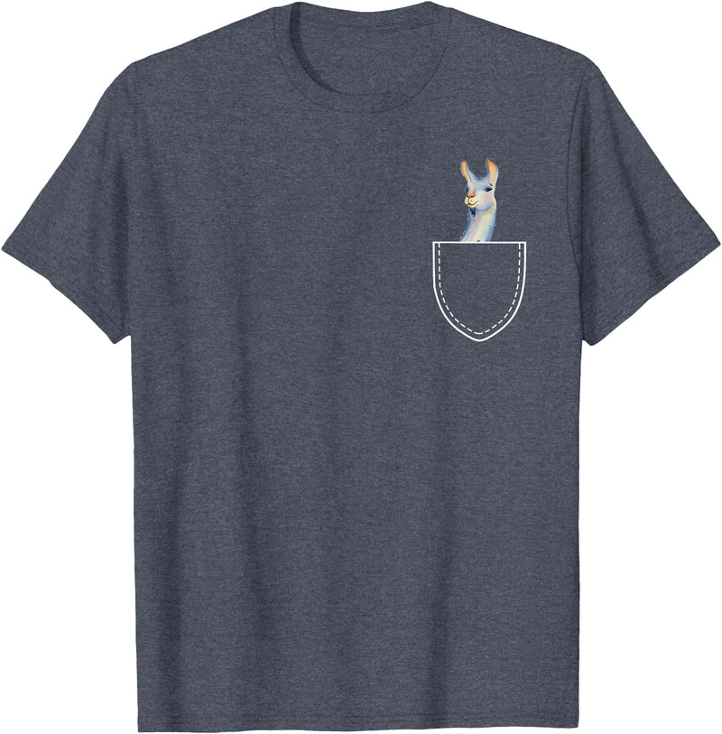 Funny Llama Gifts Llama In A Pocket - Alpaca T-Shirt - Heather Blue