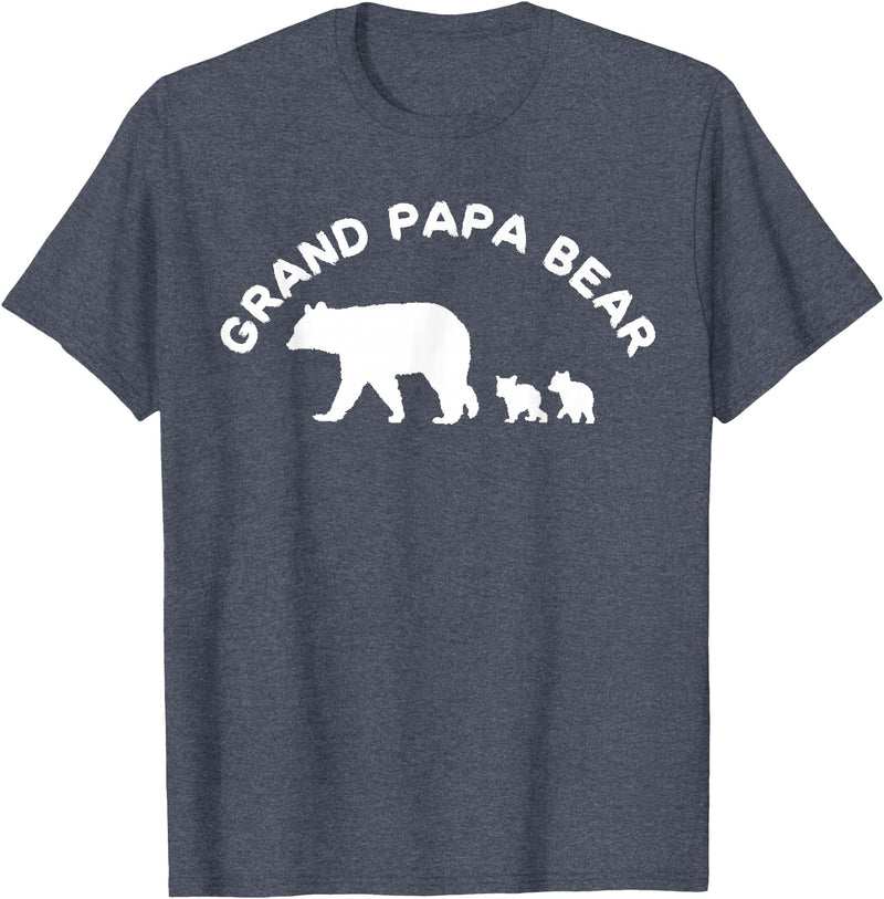 All in the Bear Family Grand Papa Bear Grandpa With 2 Two Cubs Gift T-Shirt - Heather Blue