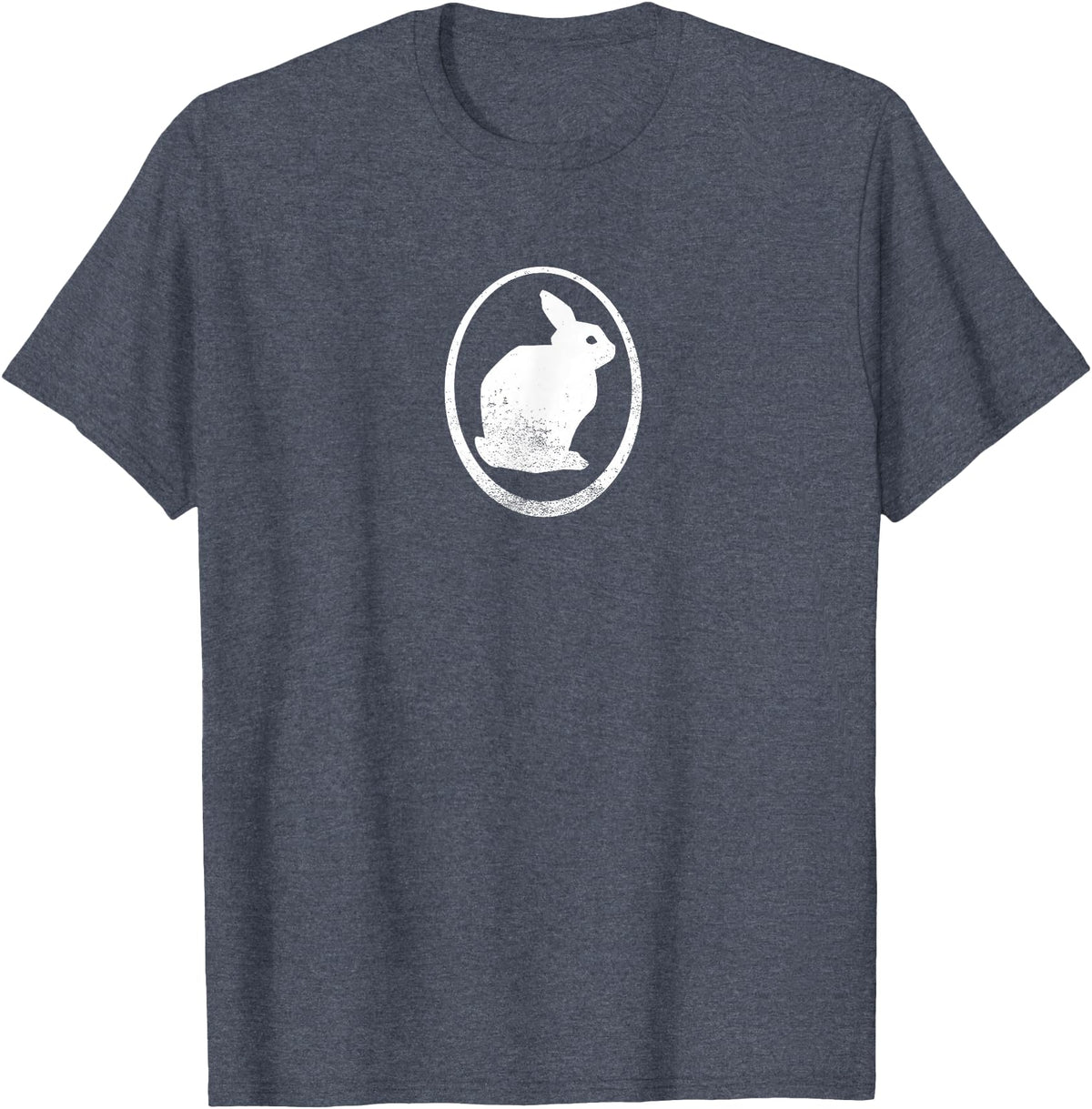 White Silhouette of a Bunny, Stylized for Rabbit Lovers T-Shirt in Heather Blue