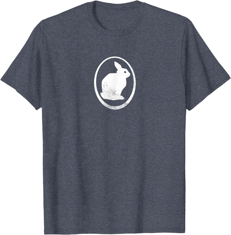 White Silhouette of a Bunny, Stylized for Rabbit Lovers T-Shirt in Heather Blue