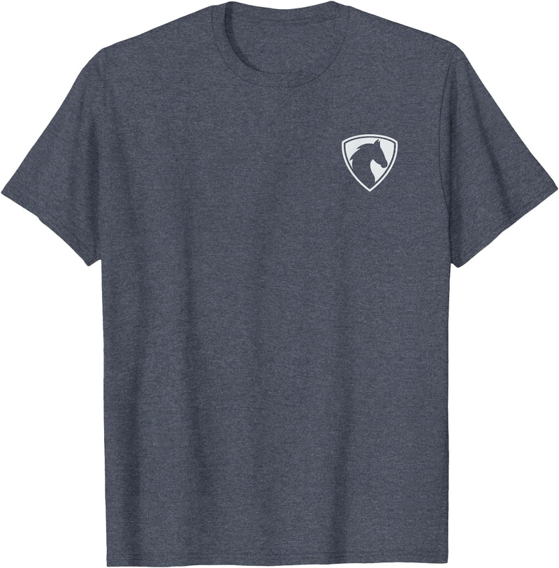 Majestic Horse Graphic Classic Horse Logo T-Shirt - Heather Blue