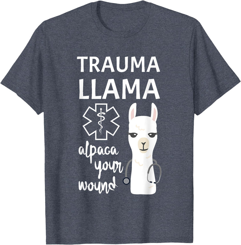 Funny Ministry Of Trauma Llama Alpaca Your Wound Llama Lover T-Shirt - Heather Blue