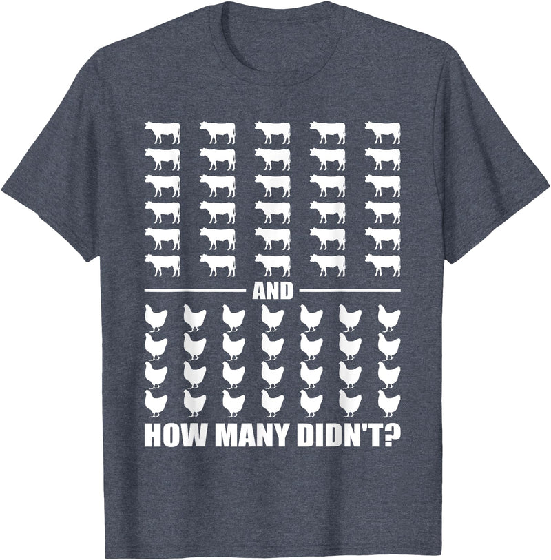 Funny Chicken and Cows Riddle 30 Cows and 28 Chickens How Many Didn't Funny Riddle Meme T-Shirt - Heather Blue
