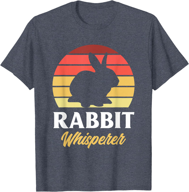 Rabbit Whisperer Funny Bunny Lover Bunny Pet Owner T-Shirt in Heather Blue