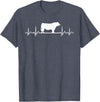 Black Angus Rancher Geschenk Für Bauern Heartbeat ECG Pulse Cow Black Angus Rancher T-Shirt - Heather Blue