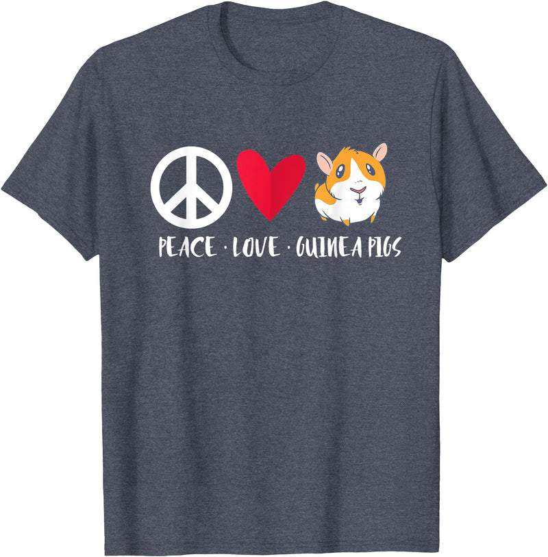Pet Guinea Pig Owner Apparel Co. Peace Love Guinea Pigs Cute Furry Potato Pet Guinea Pig T-Shirt - Heather Blue