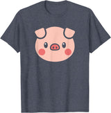 SHIRTSIDE PIG Pig Face Shirt Gift For Pig Lover T-Shirt - Heather Blue
