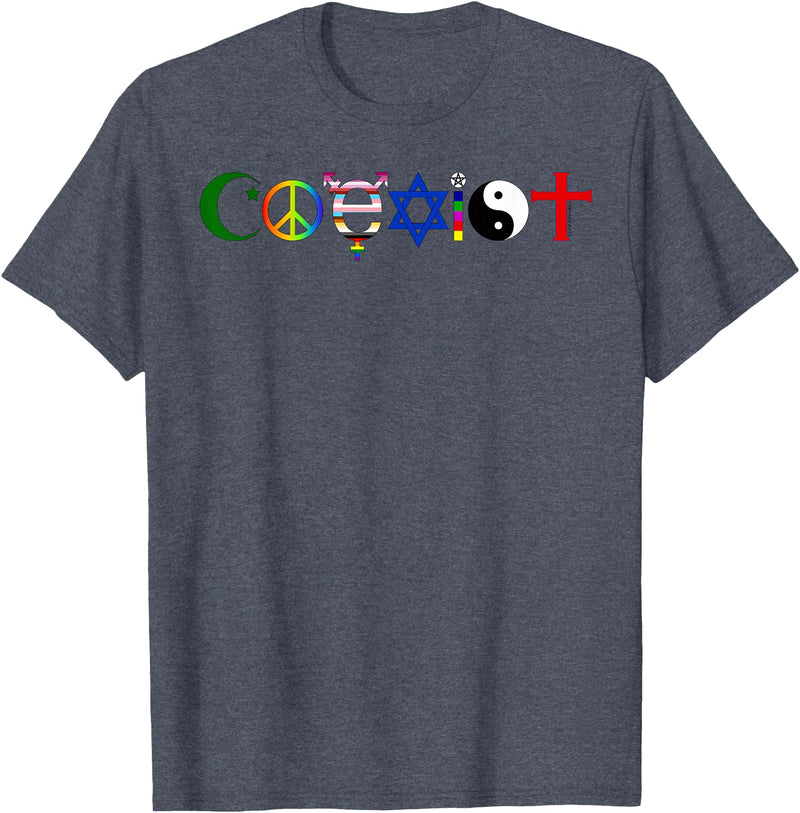 Bear In The Cloud Coexist T-Shirt - Heather Blue