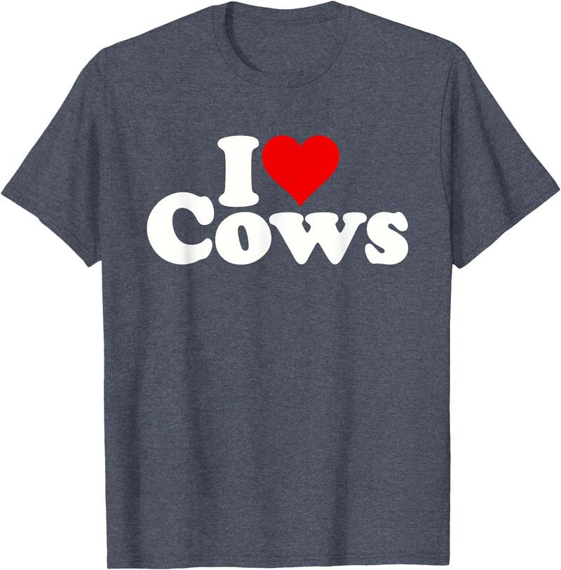 I HEART LOVE COWS I Love Heart Cows T-Shirt - Heather Blue