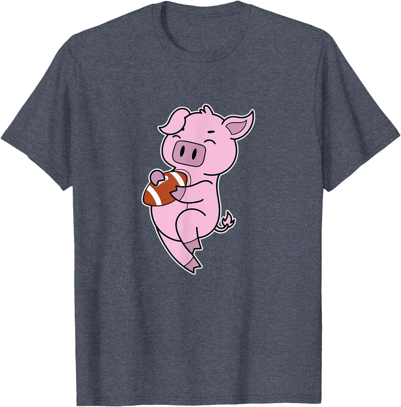 American Football USA animal Touchdown sport ball Pig plays American Football T-Shirt - Heather Blue