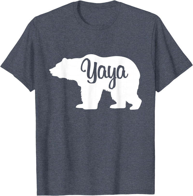 Matching Family Gift Shirts Yaya Bear Silhouette T-Shirt - Heather Blue