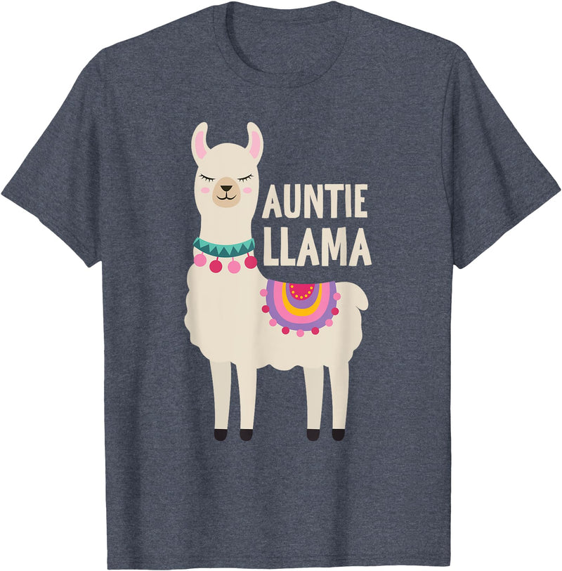 Family Matching Llama Birthday Auntie Llama Aunt Of The Birthday Llama Party Family T-Shirt - Heather Blue
