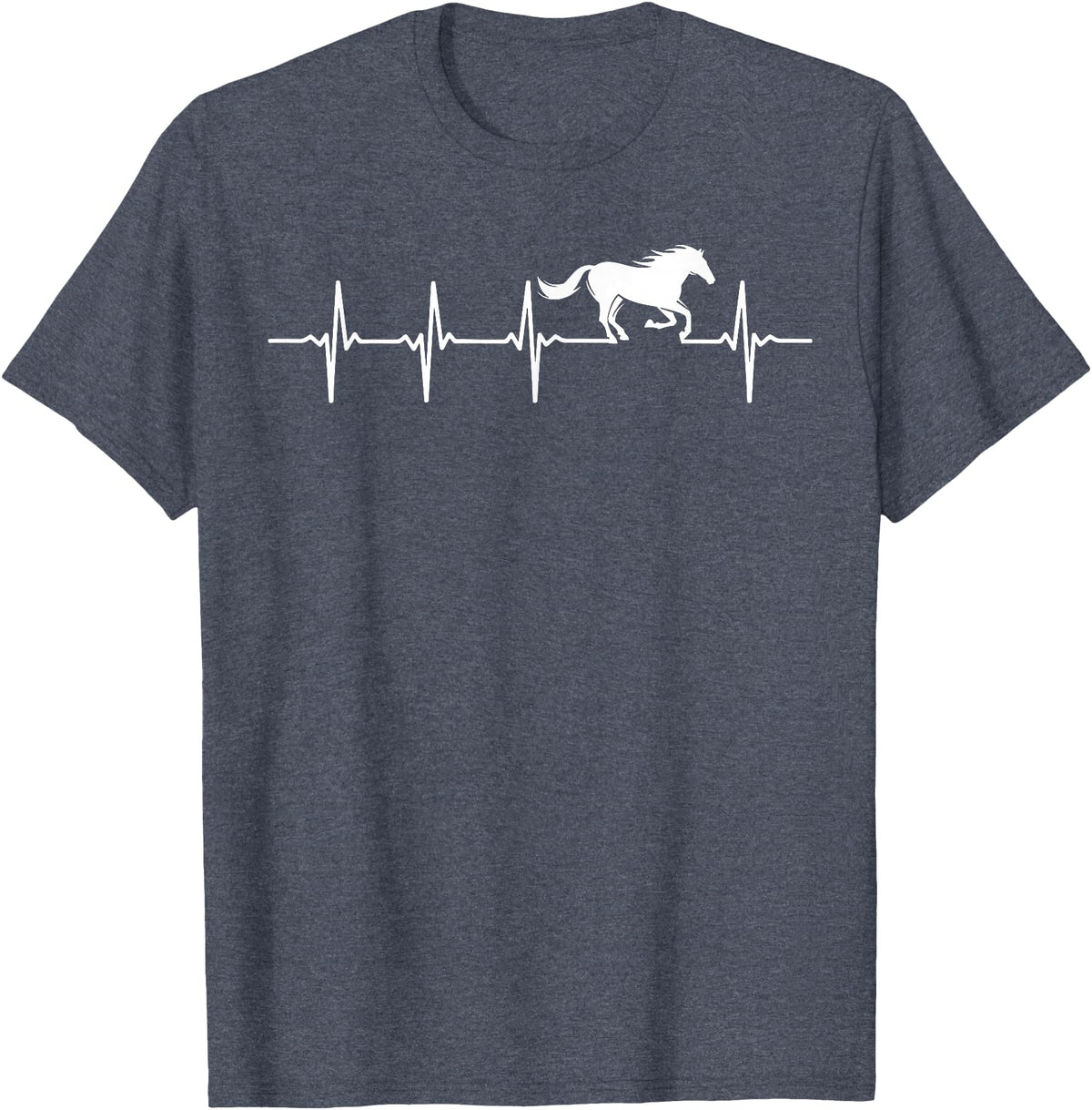 Heartbeat Horse Lover Gifts Women Men Girls Gifts Horse Lover Gifts Heart EKG Heartbeat Pulseline Cardiology T-Shirt - Heather Blue