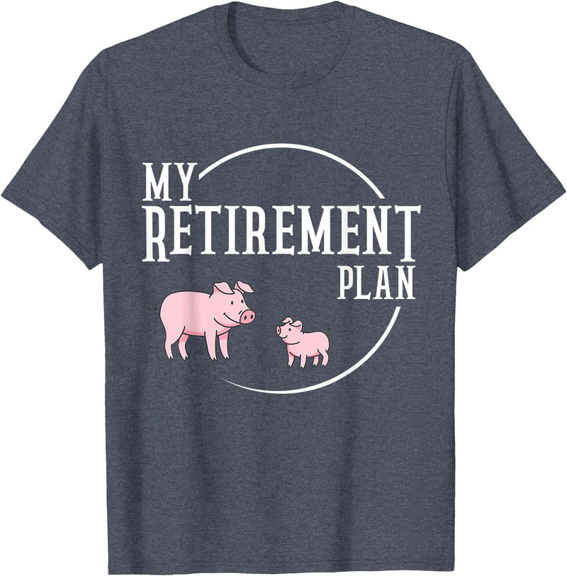 Retirement Plan Pig Lover Retirement Plan Pig Farming Piglet Hog T-Shirt - Heather Blue