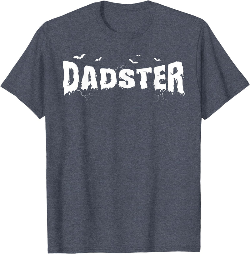 Dadster Matching Family Mom Dad Halloween Party Retro Vintage Dadster Couple Matching Family Mom Halloween T-Shirt - Heather