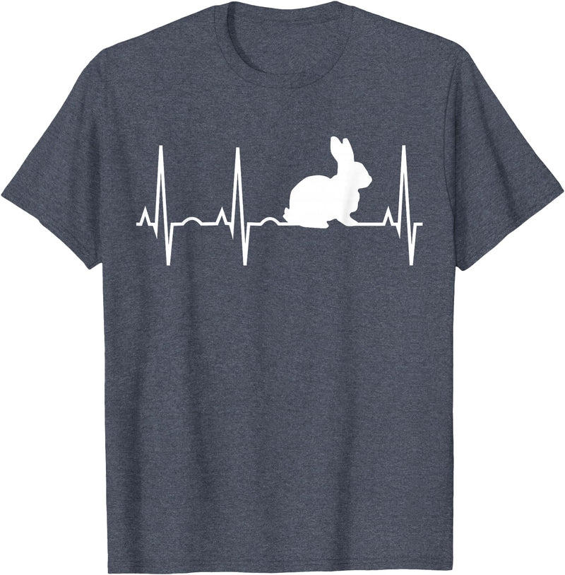 Bunny Heartbeat for Bunny Lovers Rabbit Gift T-Shirt in Heather Blue