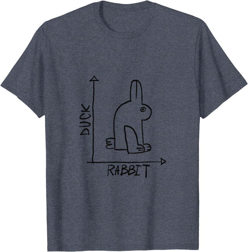 Funny Rabbit or Duck Animal Diptych Rabbit T-Shirt in Heather Blue
