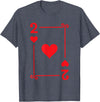 Playing Card Costume Tees - 2 Hearts Card - Two Card T-Shirt - Heather Blue