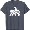 Artsy Mommy Bear Silhouette Nature Family Gifts Mama Bear 2 Baby Bear Cubs Playing Riding on Back T-Shirt - Heather Blue