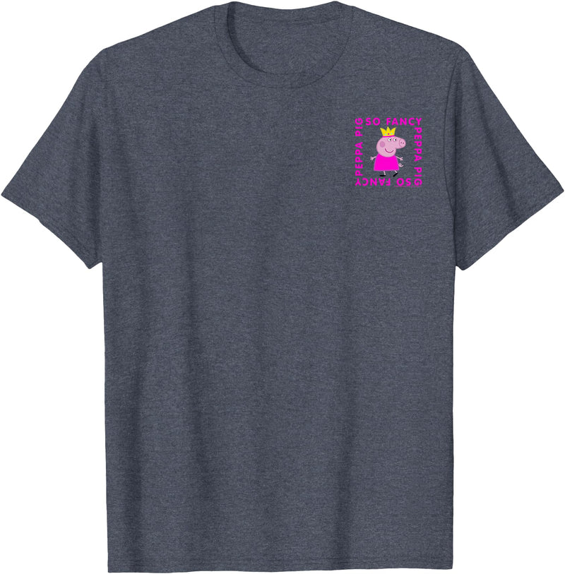 Peppa Pig So Fancy Box Up Left Chest T-Shirt - Heather Blue