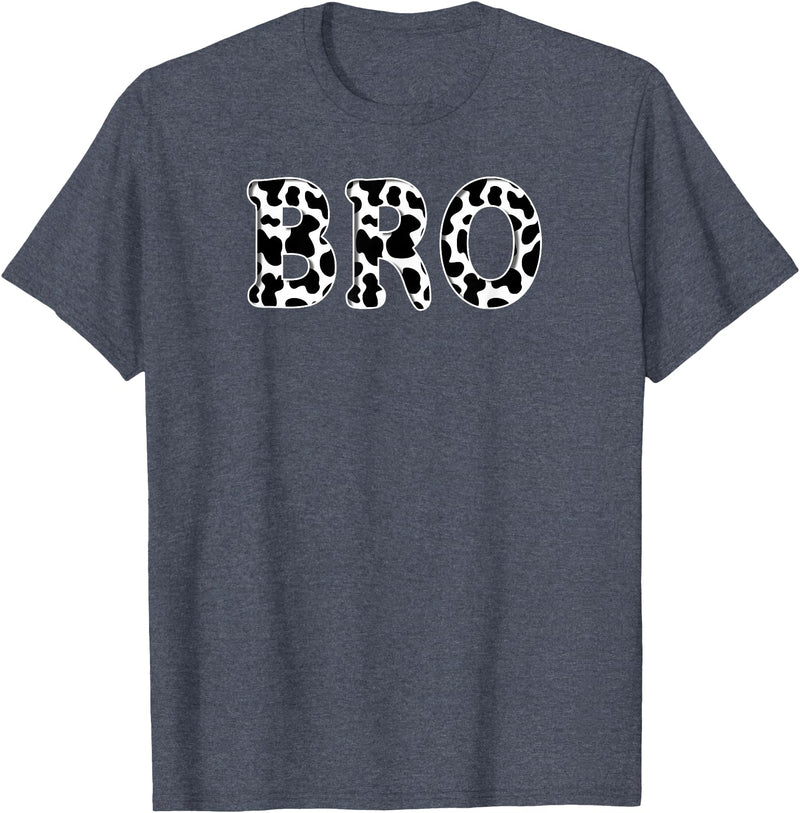 Cow Pattern Print Family Matching Birthday Apparel Cow Bro Birthday Family Matching Girl Boy Farm Birthday T-Shirt - Heather
