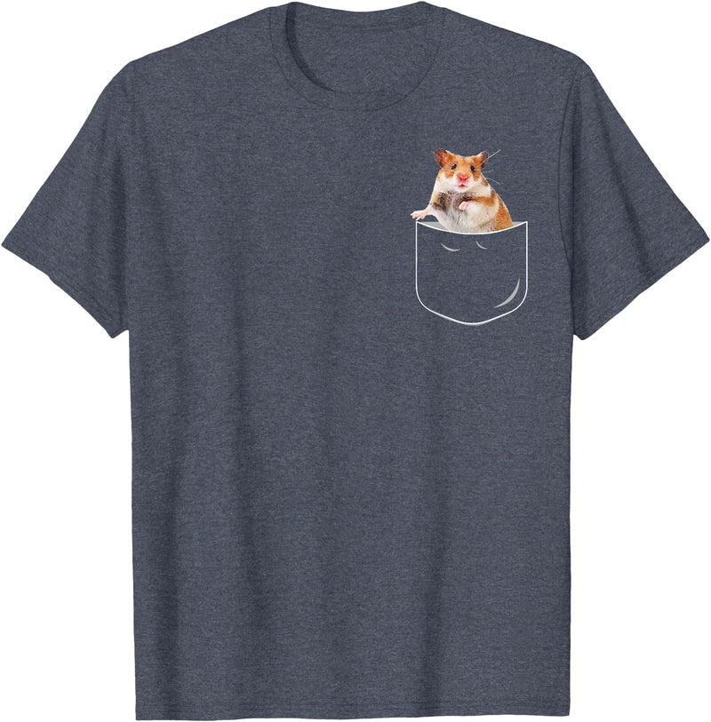 Pocket Hamster Shirt, Funny Hamster in Pocket Gift Tshirt T-Shirt - Heather Blue