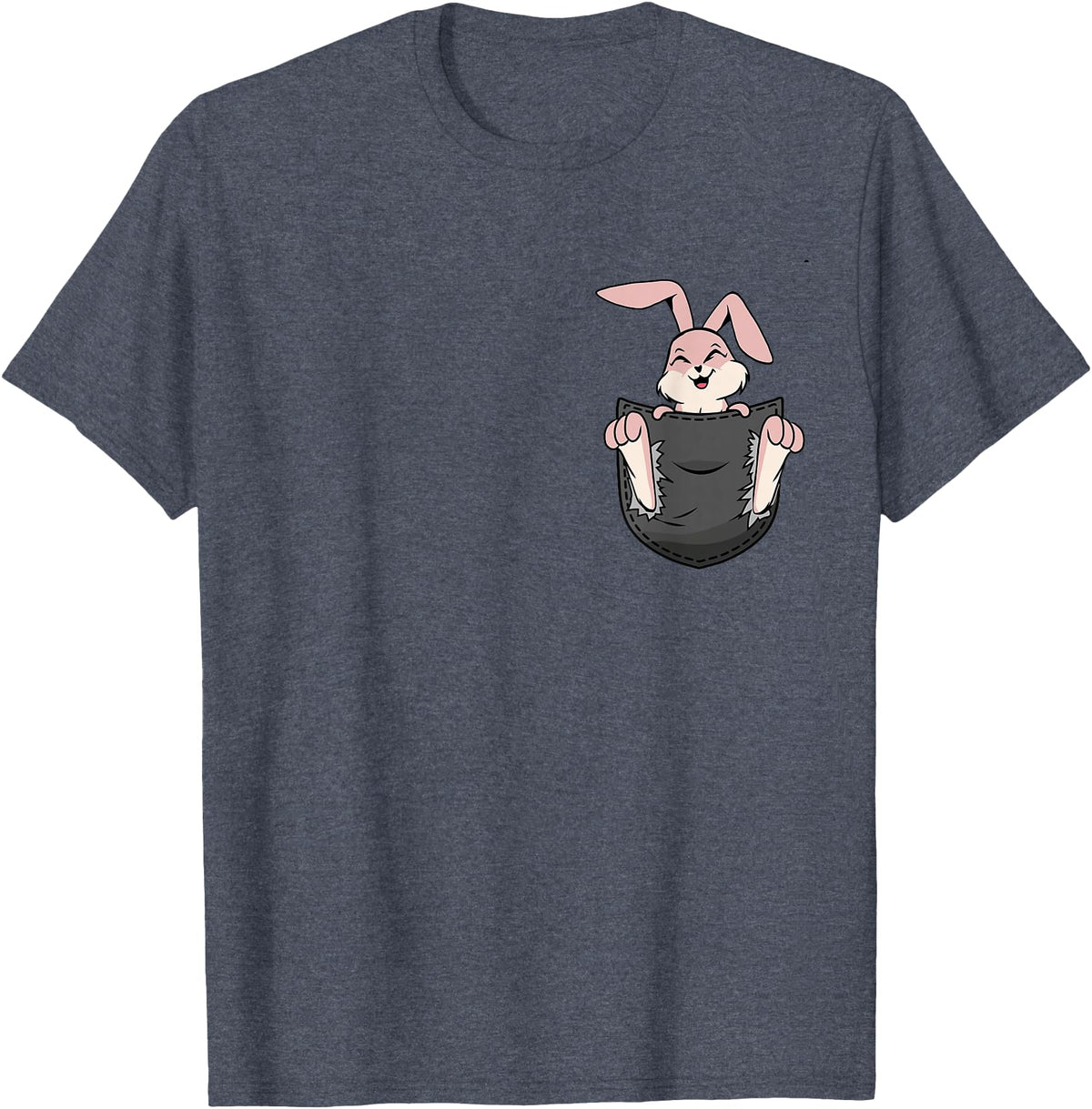 Cute Rabbit Bag Lover Bunny Graphic T-Shirt in Heather Blue