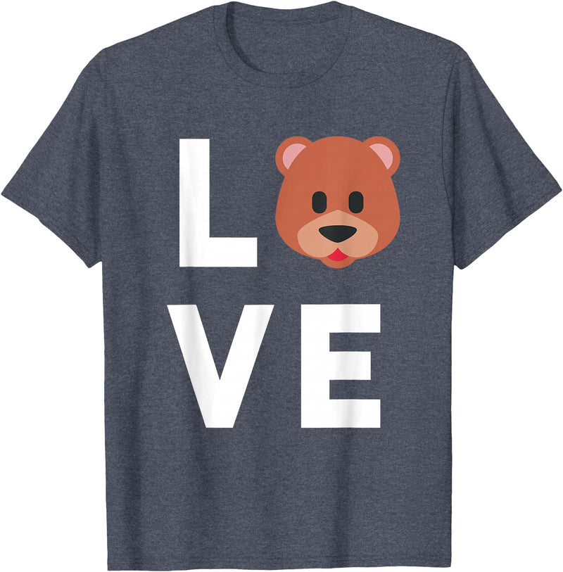 Teddy Bear Apparel Co. I Love Bears Cute Baby Bear Face Lover Kids T-Shirt - Heather Blue