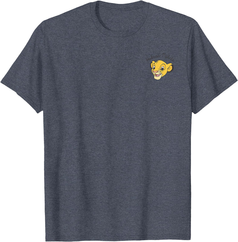 Disney Lion King Hakuna Matata Pocket Simba Face T-Shirt - Heather Blue