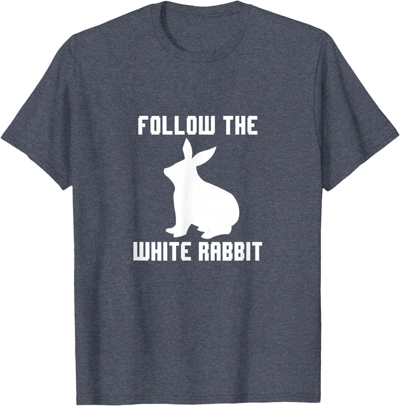 Follow the White Rabbit T-Shirt in Heather Blue