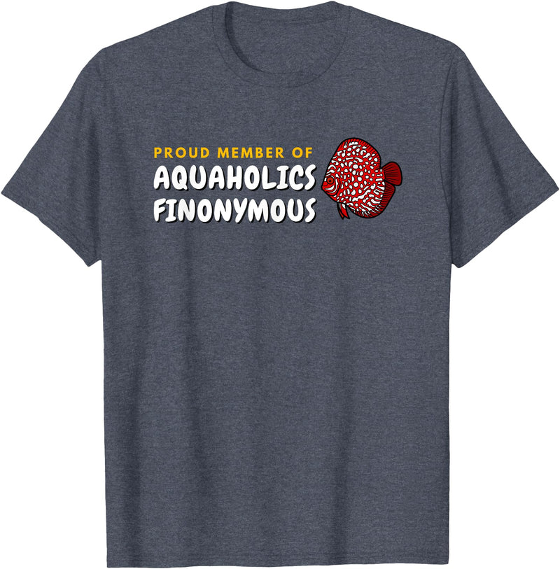 Aquarium Designs - Cichlids Tropical Discus Fish Proud Member of Aquaholics Discus Fish Lover Aquarist T-Shirt - Heather Blue