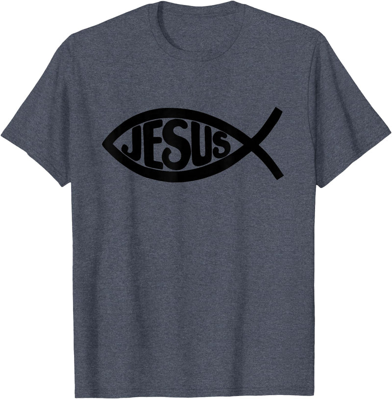 True Believing Christian Tees Jesus Fish T-Shirt - Heather Blue