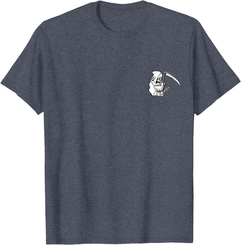 Pocket Corner Styles Grim Reaper Skeleton Pocket Corner T-Shirt - Heather Blue