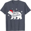 Polar Bear Animal Lover Xmas tee Polar Bear Animal Lover Xmas Santa Hat Polar Bear Christmas T-Shirt - Heather Blue