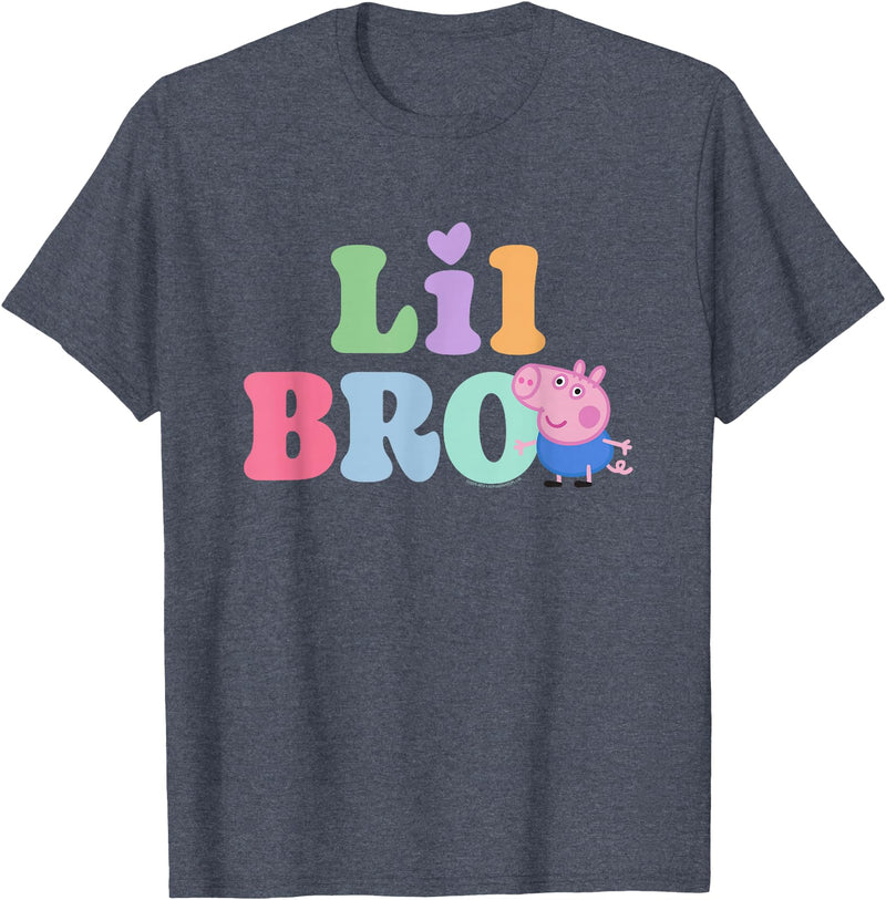 Peppa Pig 20th Anniversary Lil Bro Colorful Logo T-Shirt - Heather Blue