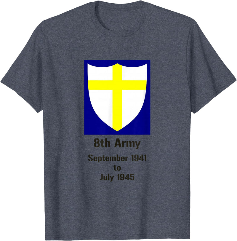 Bear Cave Designs British 8th Army, WW2, Desert Rats T-Shirt - Heather Blue