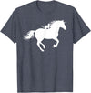 Horse and Cat Riding Running Horse with Cat Silhouette Graphic Horse Cat Lovers T-Shirt - Heather Blue