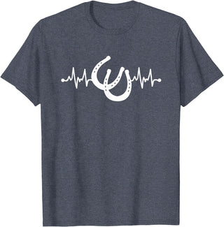 Horseshoe Horse Heartbeat Apparel Heartbeat Horse Lover Clothing - Horse Heartbeat T-Shirt - Heather Blue