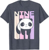 Kids 9 Year Old Cute Panda Bear Birthday Decoration Party T-Shirt - Heather Blue