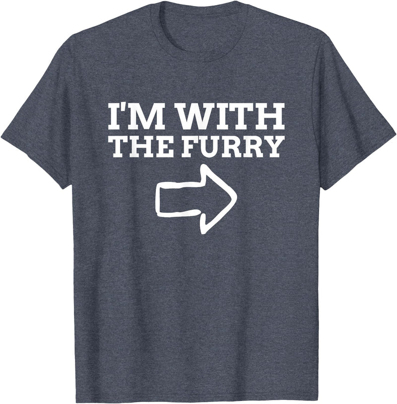 Furry Fandom Gifts I'm with The Furry T-Shirt - Heather Blue