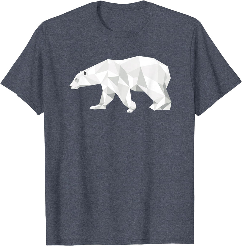 Geometric Patterns By DSMD Cool Polar Bear Geometric Pattern Boho Art Christmas Animal T-Shirt - Heather Blue