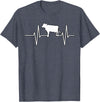 Animal Funny Farmer Farmers Gift Cow Cattle Beef Heartbeat Funny T-Shirt - Heather Blue