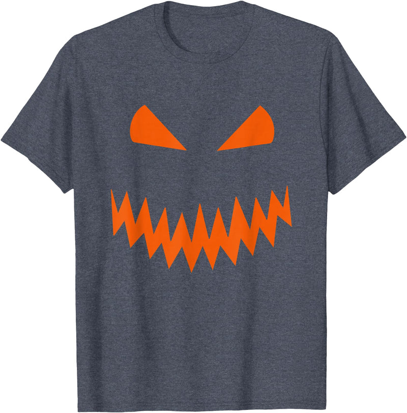 Halloween Designs. Pumpkin Jack O Lantern Scary Face Halloween Costume Graphic T-Shirt - Heather Blue